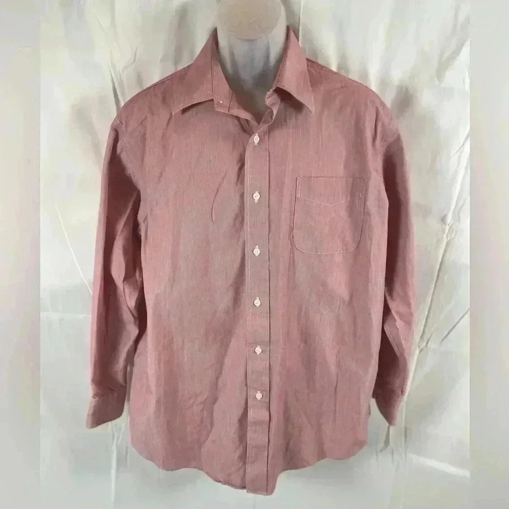 Lauren Ralph Lauren‎ Men's Point Collar Dress Shirt - Striped 16 1/2 Red